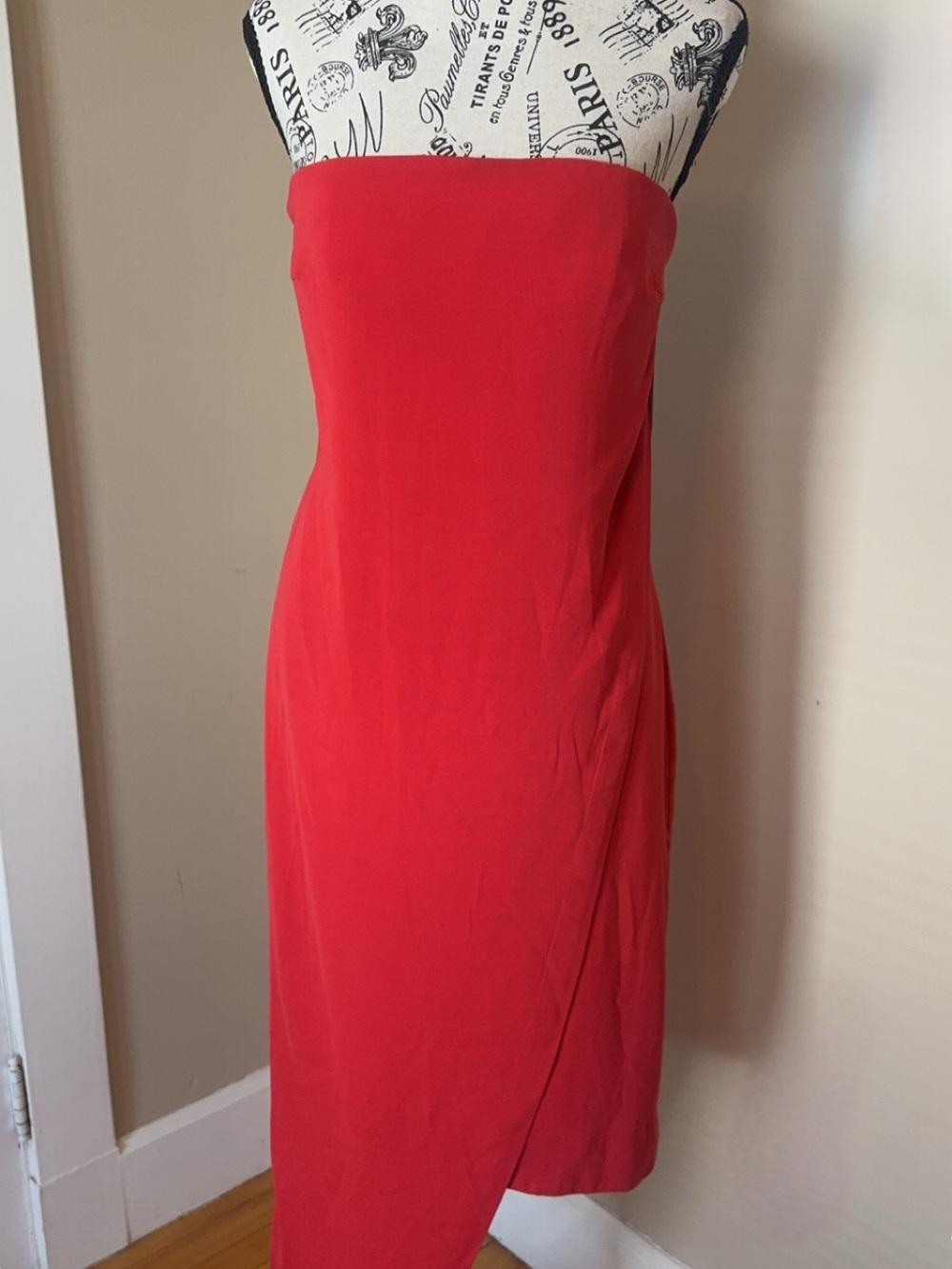 Strapless Red Midi Dress - Sleek Women's Dress